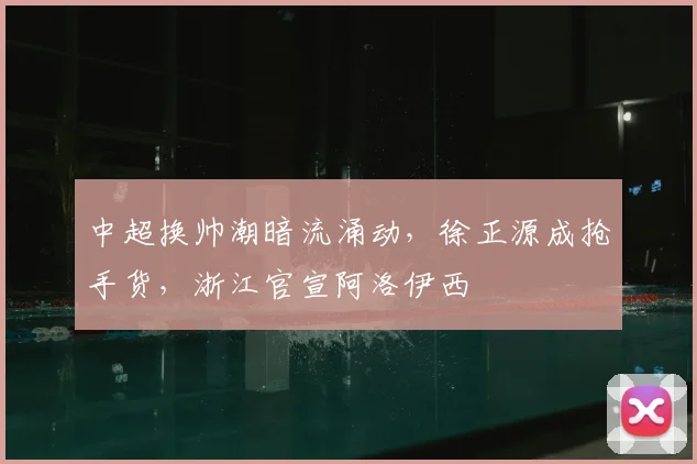 中超换帅潮暗流涌动，徐正源成抢手货，浙江官宣阿洛伊西